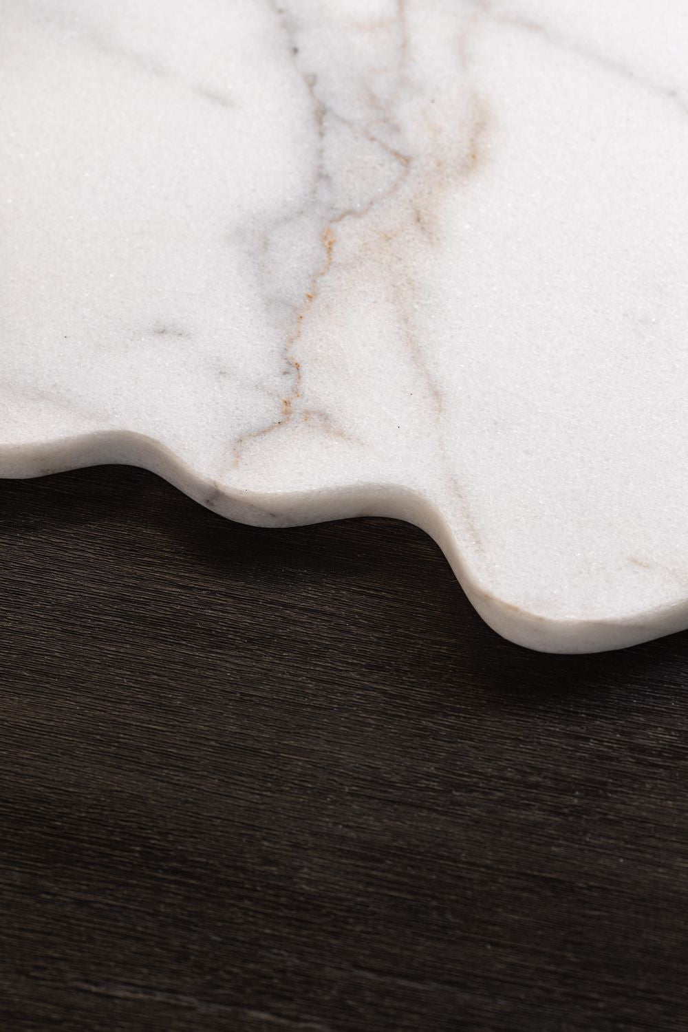 Ora Table - Modern Three-Piece Coffee Table with White Marble Blocks and Dark Wood Center by Mahogni