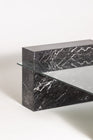Dou Table - Modern Coffee Table with Dual Black Marble Bases and Clear Glass Top by Mahogni