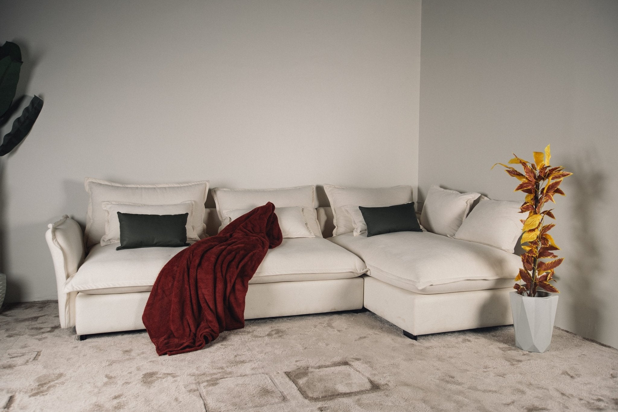 Antro Couch - Oversized Cream Sectional Sofa with Deep Cushions | Mahogni Furniture