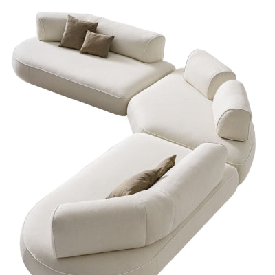 Modern cream curved modular sectional sofa with organic shape for living room by Mahogni