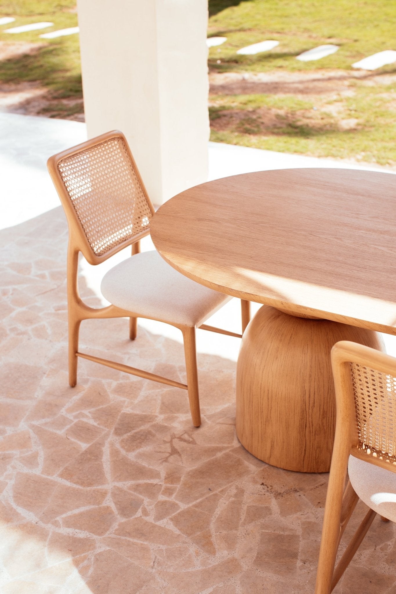 Modern Light Wood Dining Table with Cane Back Chairs - Mahogni Furniture.