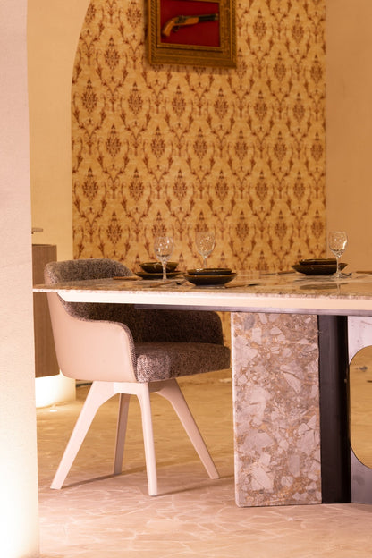 Glam Marble Dining Table with Bucket Style Chairs - Mahogni Furniture.
