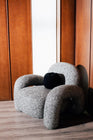 Luna Modern Rounded Armchair - Monochrome Speckled Bouclé | Mahogni
