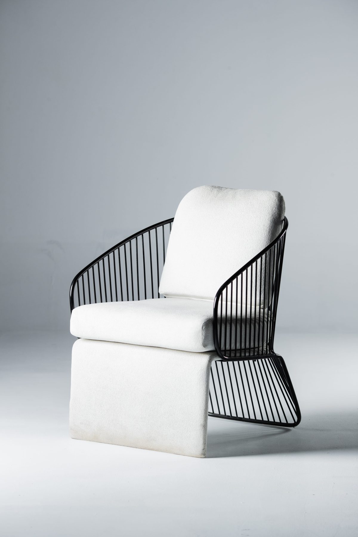 Armchair with Metal Cage Base and Upholstered Seat - Image 1