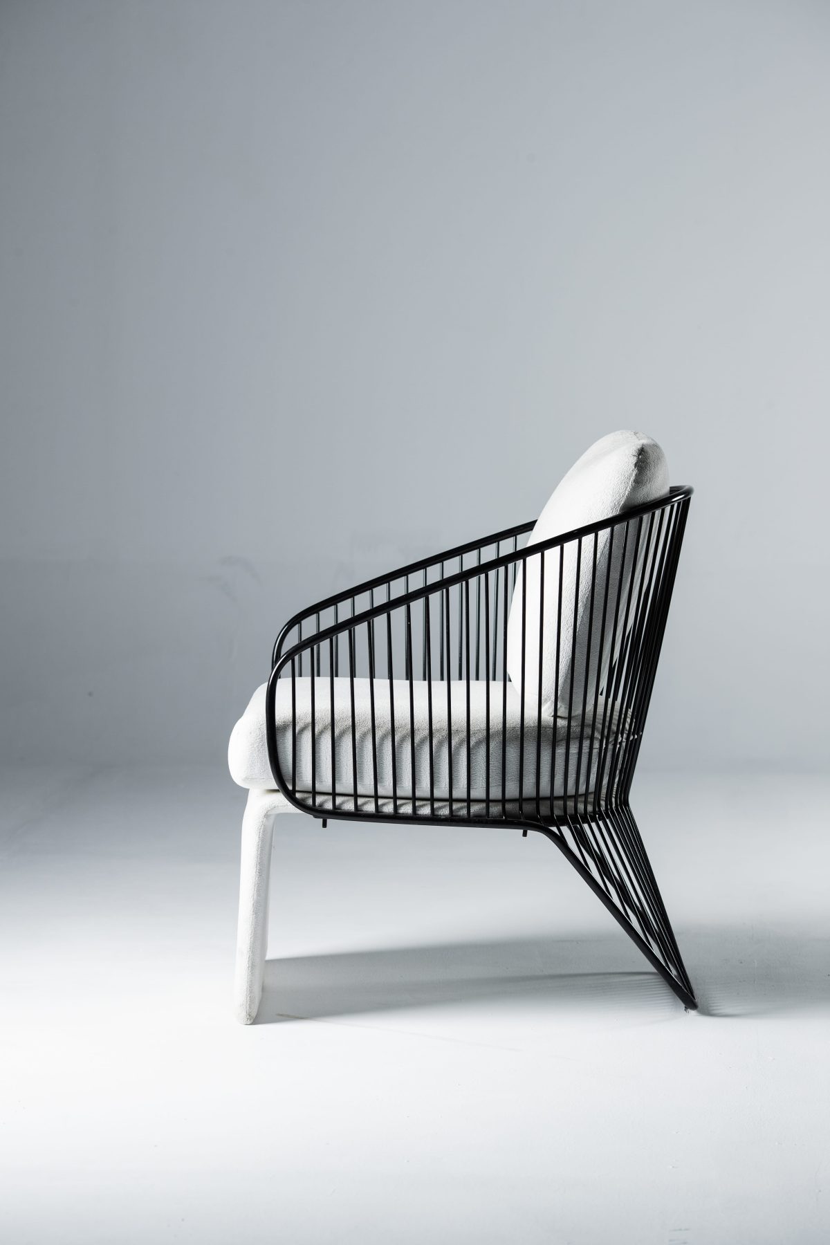 Armchair with Metal Cage Base and Upholstered Seat - Image 2