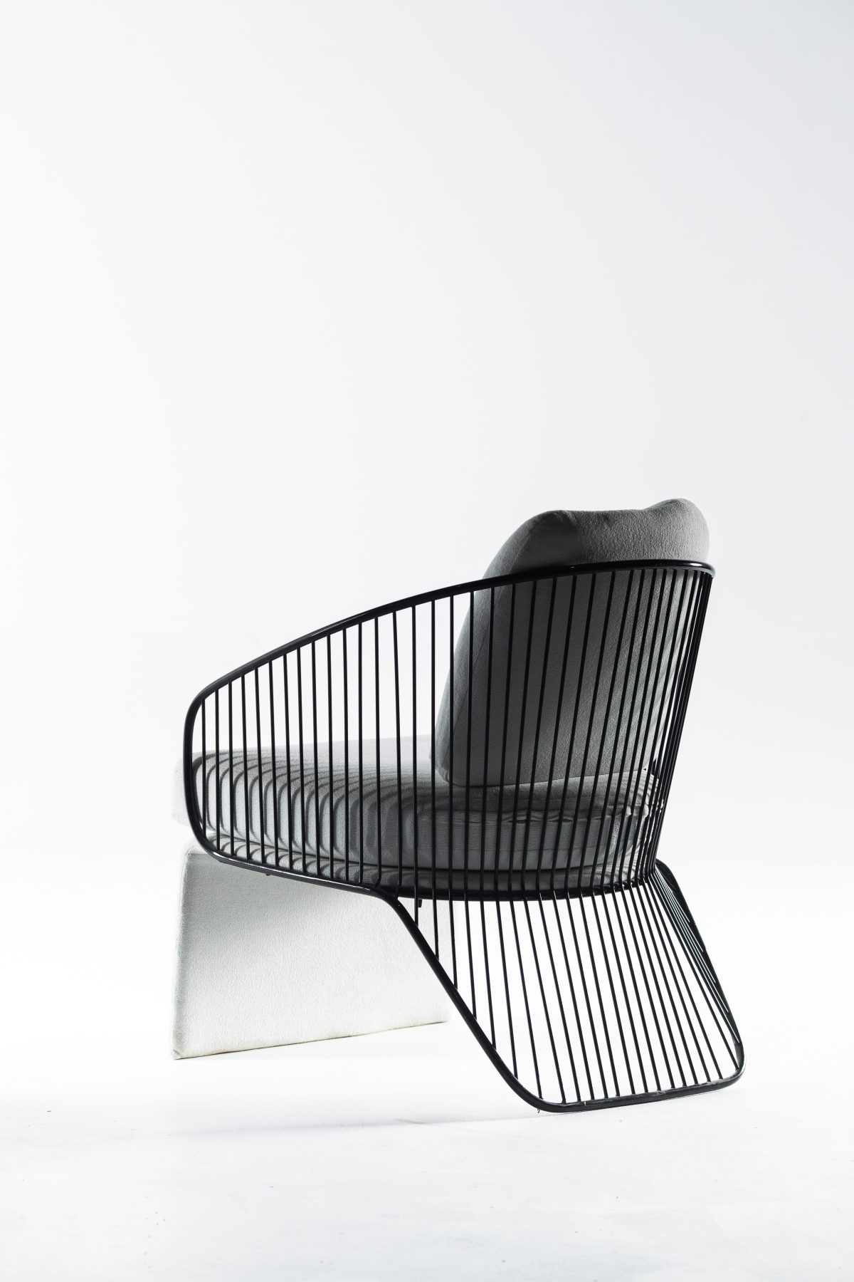 Armchair with Metal Cage Base and Upholstered Seat - Image 4